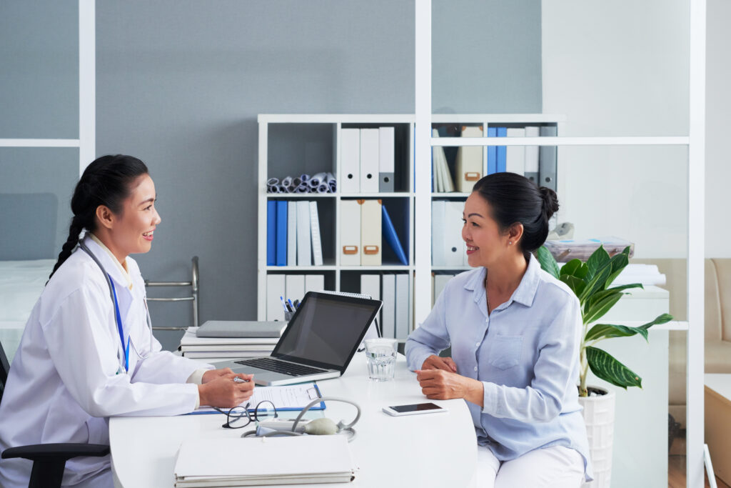 Healthcare professional and patient having a conversation
