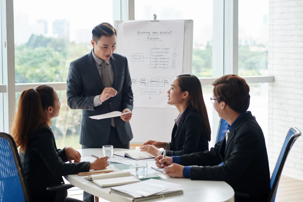 Project Manager Discussing Strategies 