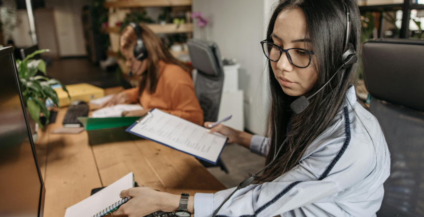 Female professional in customer support outsourcing